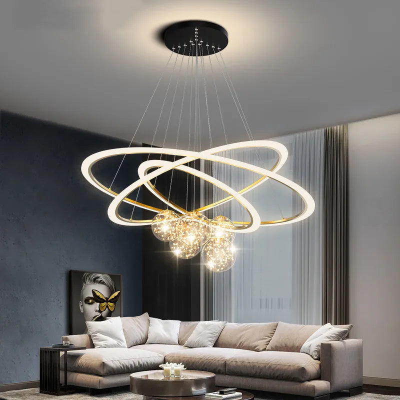 Circle Ring Pendant Light Chandelier Modern Living Room Bedroom Lamps Ceiling Luminaire