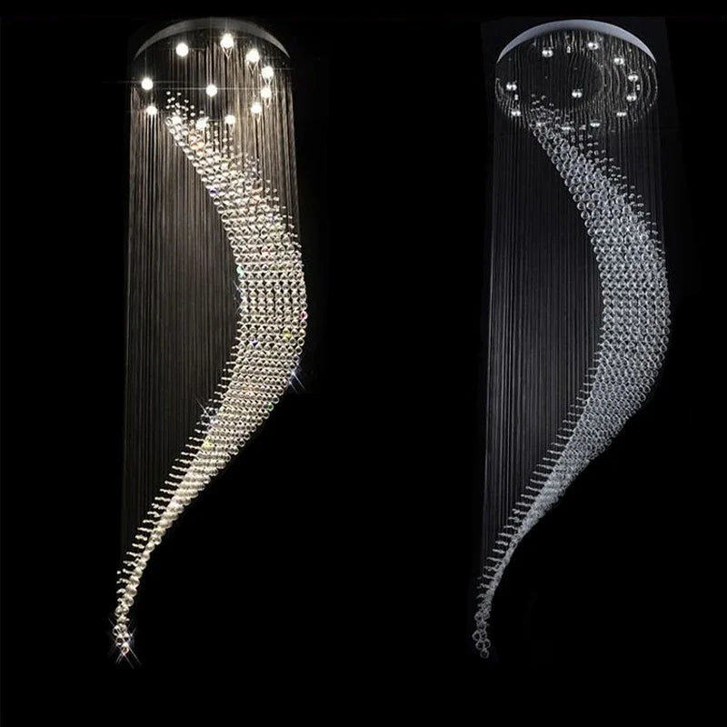 Spiral Crystal Chandelier for Modern Luxury Living Room & Dining Area