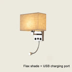 Fabric Shade Wall Light with LED Reading Lamp and Dual Switches