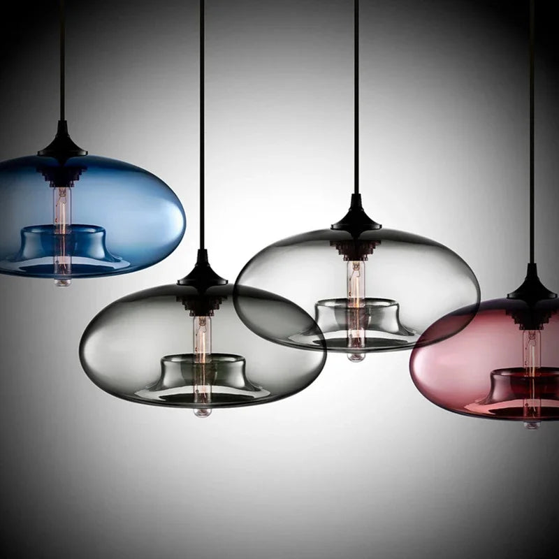 Glass Chandelier Pendant Lamps | Industrial Hanging Lighting Fixture for Kitchen, Restaurant