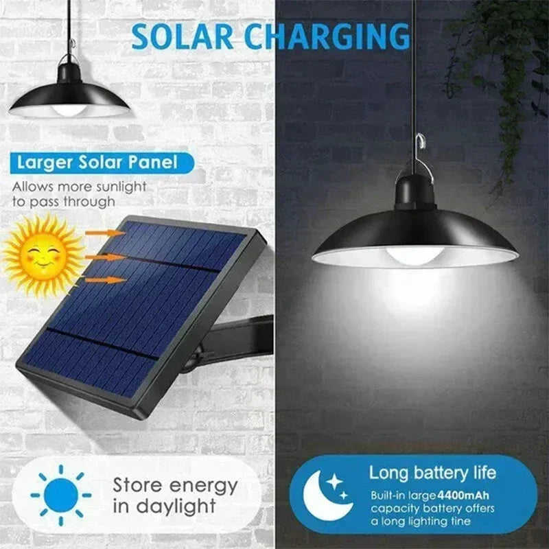 Solar Outdoor Double-head Pendant Light with Remote Control