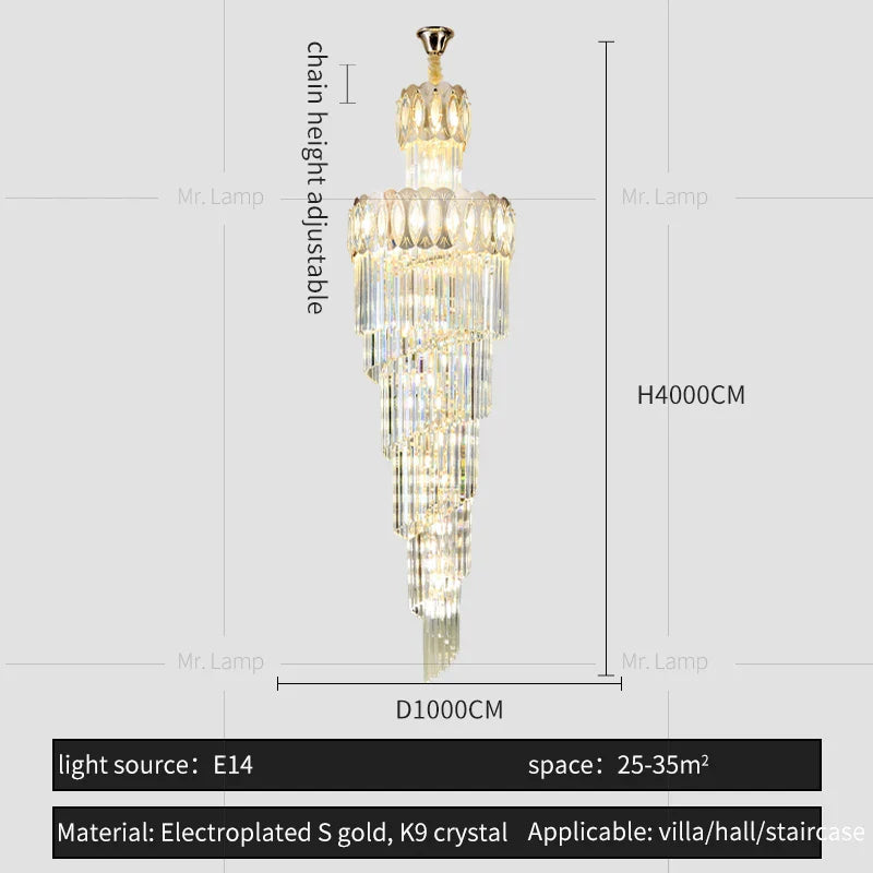 Villa Stair Chandelier: Luxury Post-modern Pendant Light for Hotel Lobby
