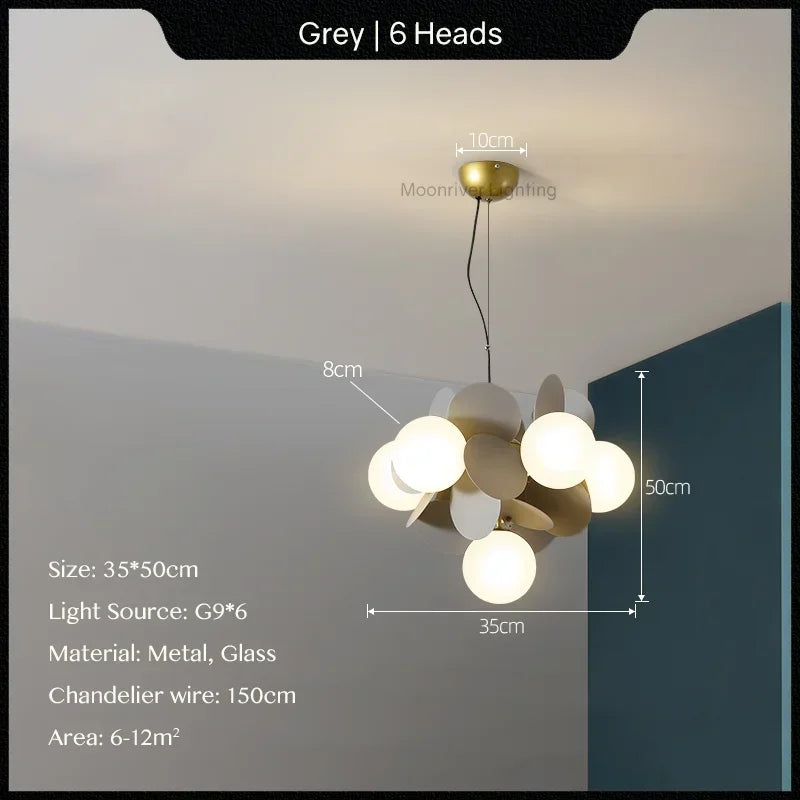 Glass Hanging Ceiling Lamp for Kids Room, Living Room, Bedroom - Modern Chandelier & Home Decor