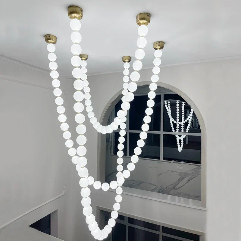 Pearl Necklace Chandelier: Modern Luxury Pendant Light for Living Room, Staircase, Foyer
