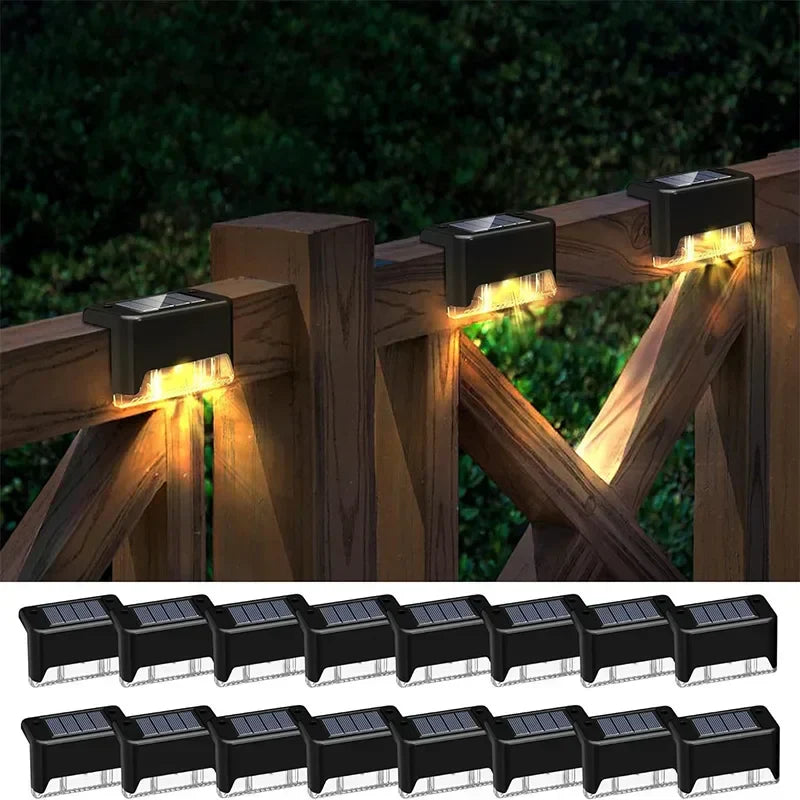 Solar Deck Lights: 16-Pack Outdoor Waterproof LED Lights for Railing, Stairs, Fence.