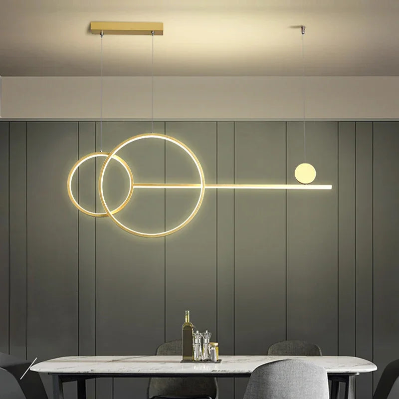 Metal Line Pendant Light Fixture for Modern Minimalist Dining Room and Kitchen