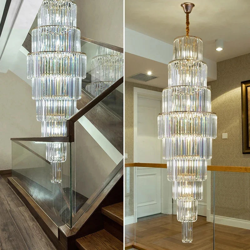 LED Rotating Staircase Chandelier for Luxurious Duplex Living & Villa Décor