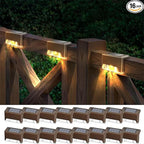 Solar Deck Lights 16 Pack: Waterproof LED Outdoor Step Lights for Railing, Stairs, Yard