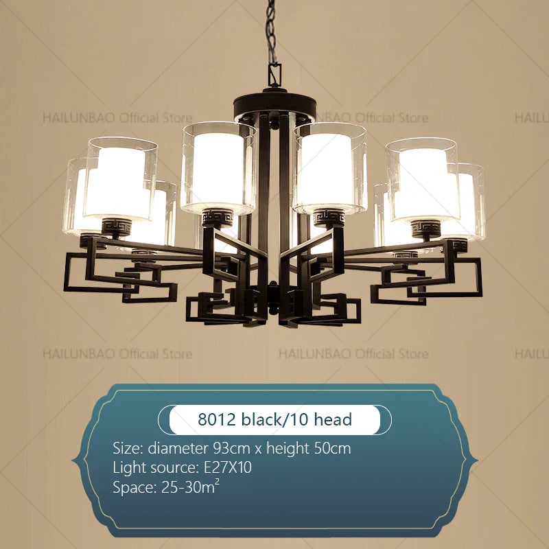 Retro Chinese Chandelier for Living Room Dining Bedroom Modern Villa Duplex