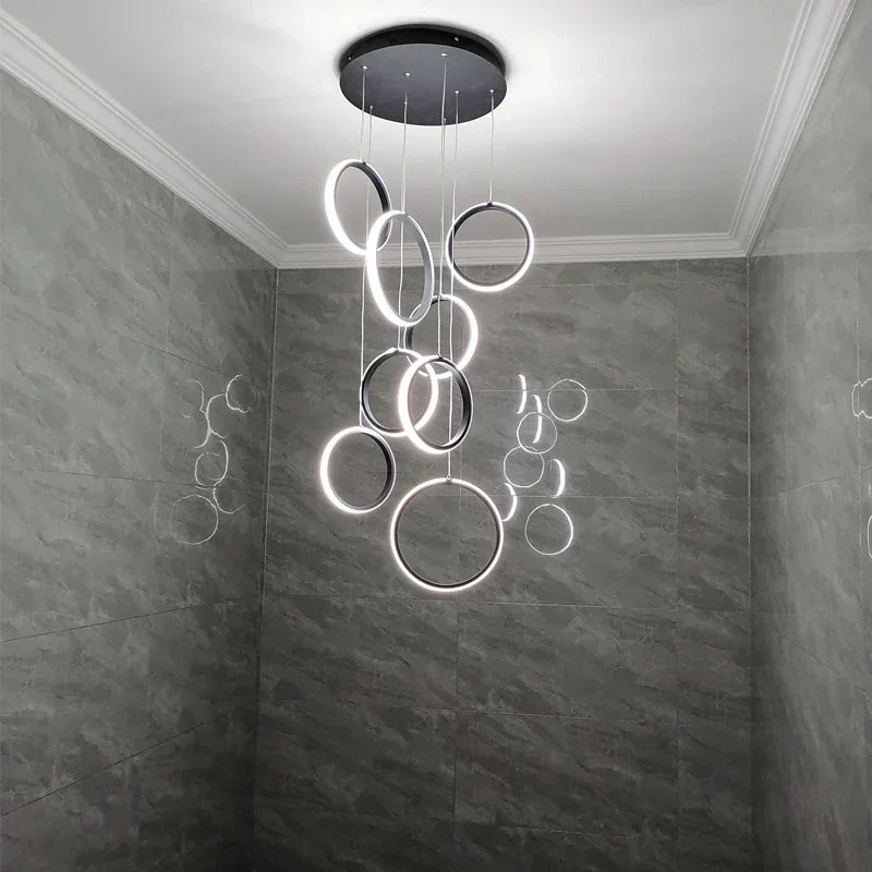 Modern Chandelier Luxury Villa Staircase Lighting by Afralia™