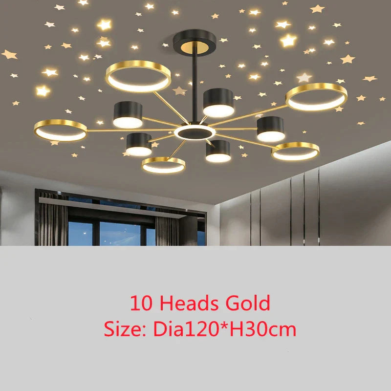 Modern Stars Chandelier Ring Light LED for Living Room Kids Room