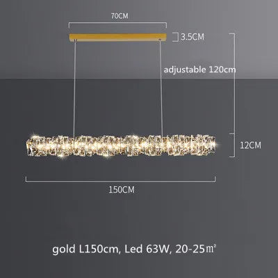 Modern Crystal Pendant Light Dimmable Remote Control Luxury Steel LED Lamp