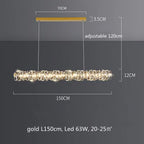 Modern Crystal Pendant Light Dimmable Remote Control Luxury Steel LED Lamp