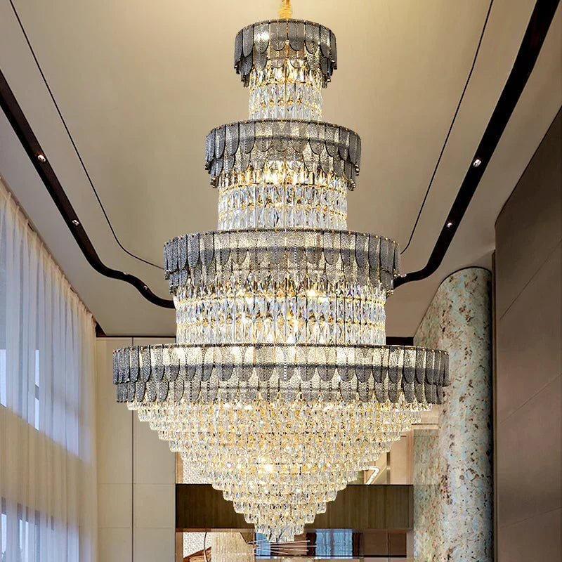 European-Style Duplex Villa Loft Crystal Chandelier - High-End Luxury Lighting Solution