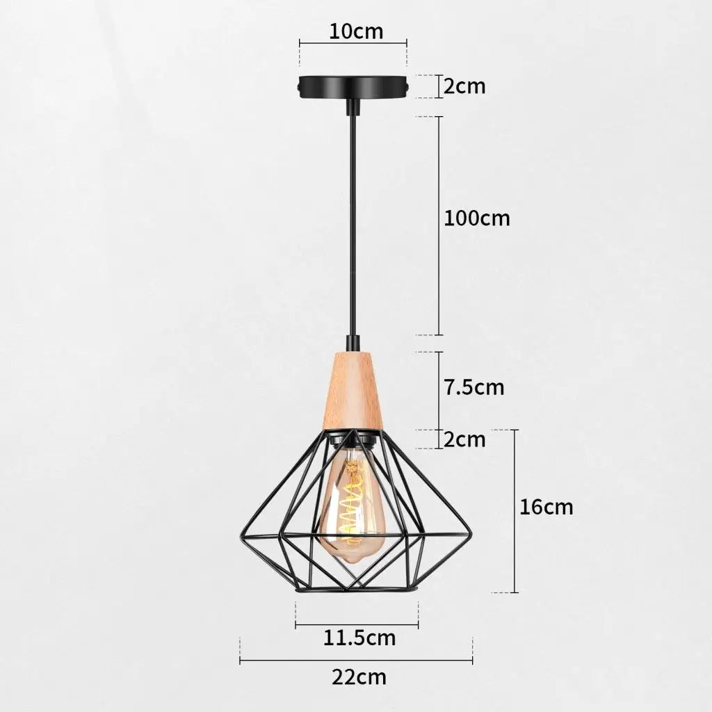 Vintage Industrial Wood Pendant Light Chandelier for Kitchen Island Living Room