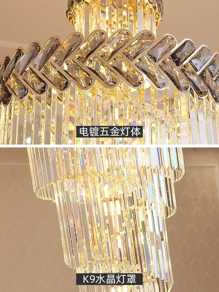 Crystal Chandelier Spiral Staircase Luxury Lighting