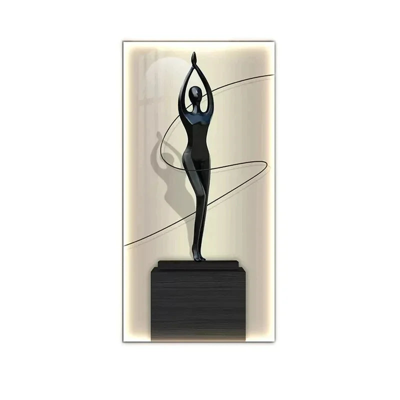Abstract Figure Luminous Canvas Painting Wall Lamps by Afralia™
