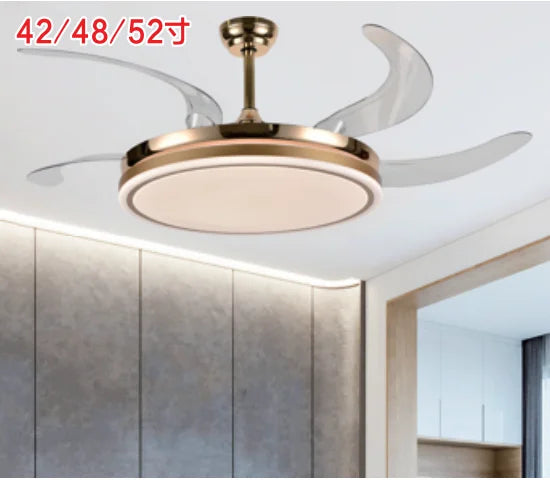LED Invisible Fan Lamp Modern Ceiling Chandelier for Living Room Bedroom