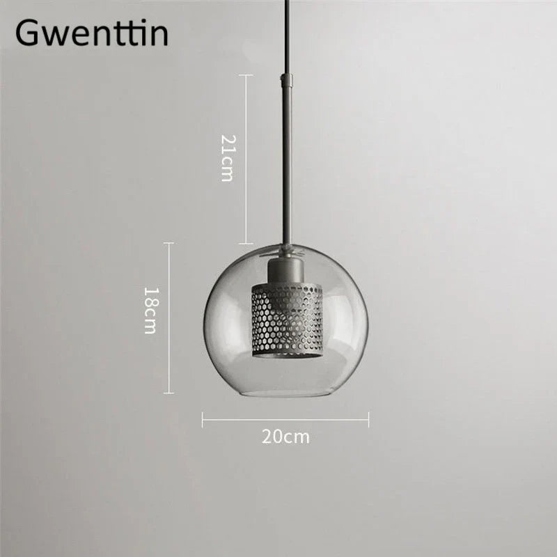 Nordic Glass Pendant Light | Modern Kitchen Dining Hanging Lamps | Industrial Loft LED Fixture