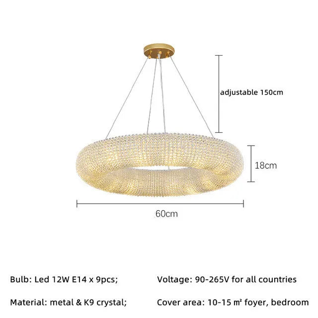Crystal Loft Chandelier: Modern Luxury LED Pendant Light for Living Room Decor