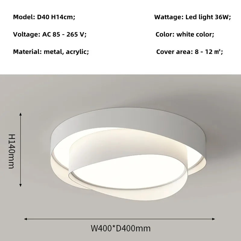 Modern White LED Ceiling Light - Nordic Minimalism Luminarias for Bedroom
