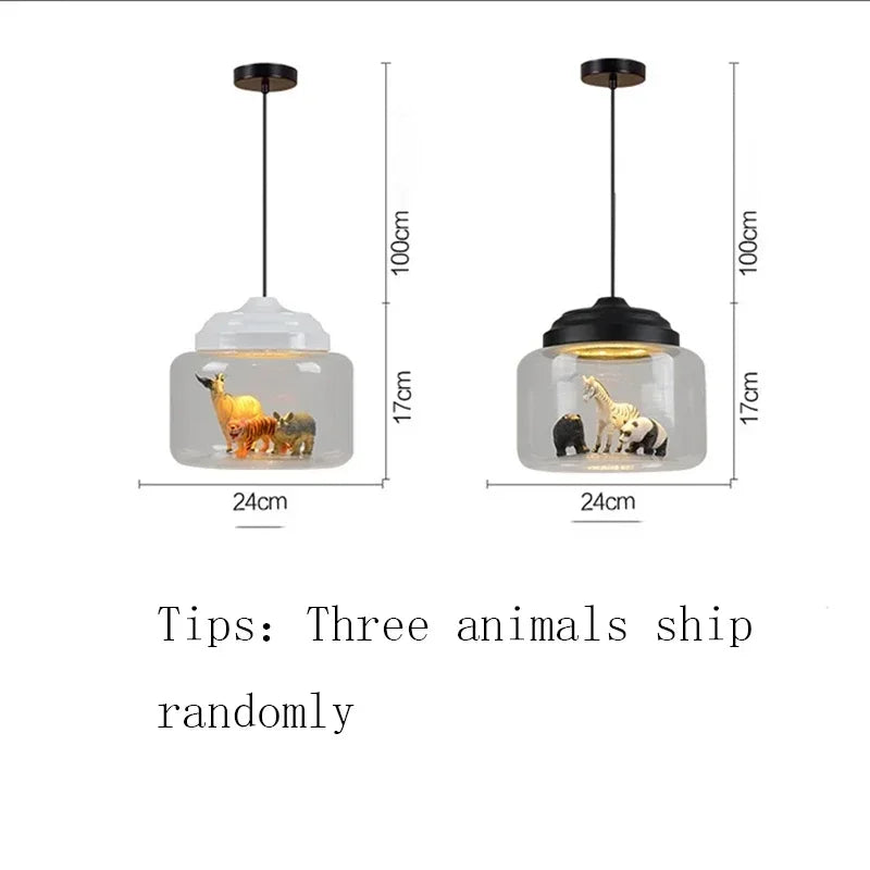 Nordic Cartoon LED Pendant Lights: Cute Animal Design for Kids Room, Bedroom Decor