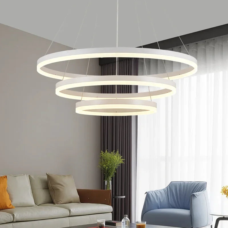 LED Rings Chandelier for Living Room Dining Room Home Decor Lighting