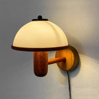 Mushroom Wall Lamp Wood Acrylic Light Bedroom Living Room Decorative Sconce