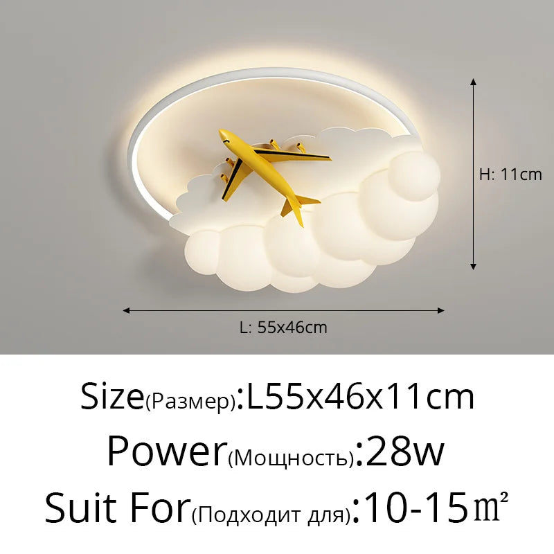 Kids Cloud Airplane Chandelier Ceiling Light for Children's Bedroom