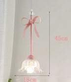 Pink Bowknot LED Pendant Lamp for Romantic Princess Room, Bedroom Lighting