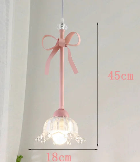 Pink Bowknot LED Pendant Lamp for Romantic Princess Room, Bedroom Lighting