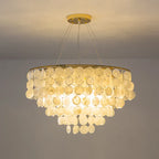 LED Shell Chandelier: Modern Gold Chrome Ceiling Hanging Light