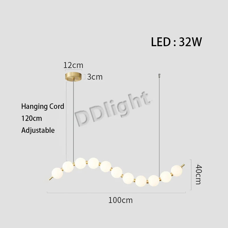 Modern LED Copper Ceiling Chandelier White Ball Pendant Light Fixtures