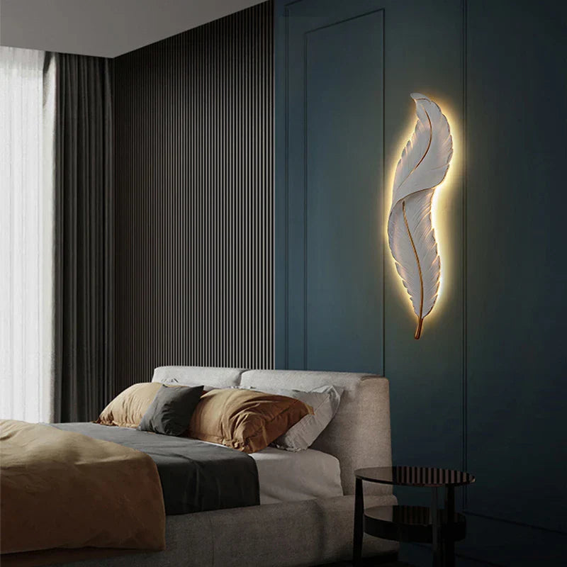 White Feather Resin Wall Lamp for TV Backdrop, Bedroom, Aisle, Corridor