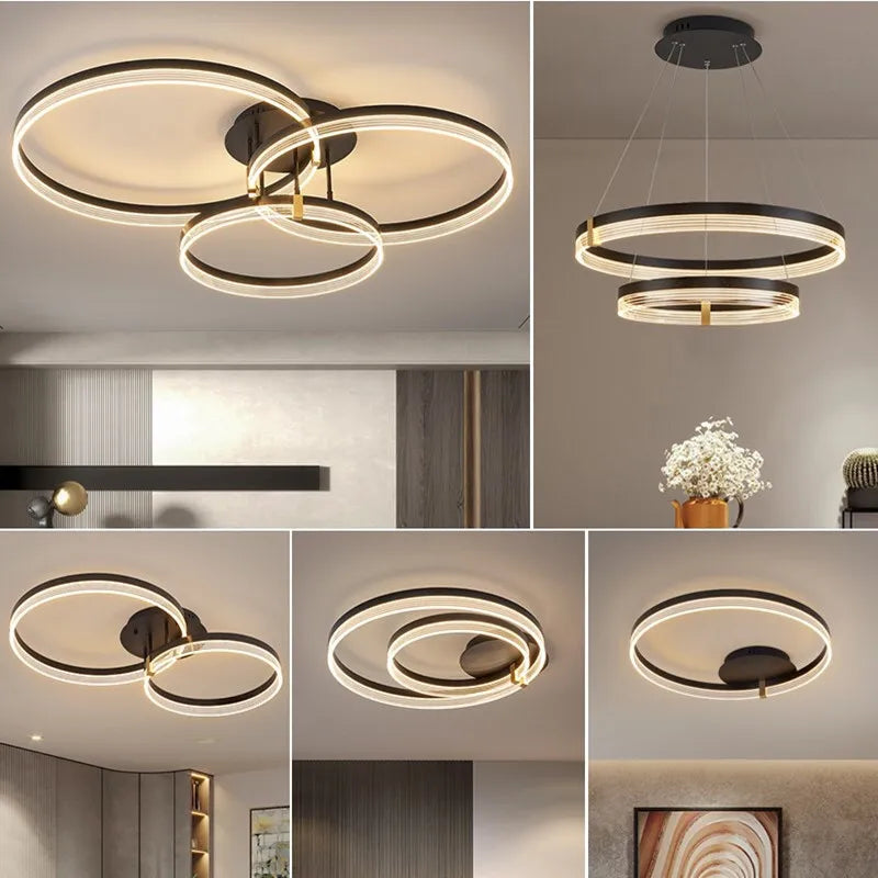 Modern Acrylic Circle Chandelier Pendant Lights for Indoor Living Room Decor