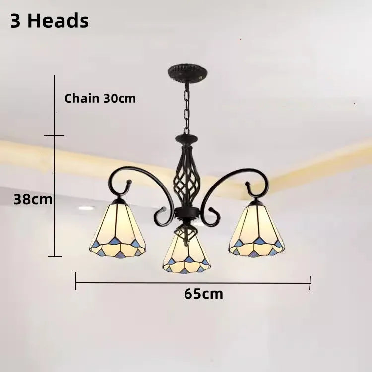 Tiffany Chandeliers: Stained Glass Mediterranean Style Hanging Lamp for Home Lighting