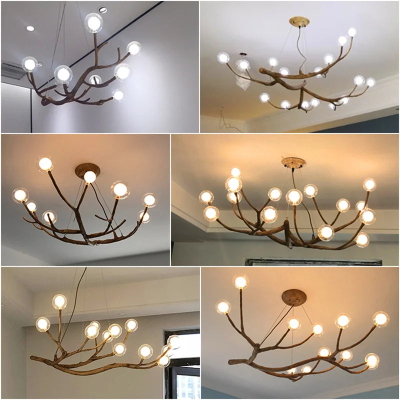 Nordic Branch Chandelier Modern Magic Bean Molecular Bedroom Lighting