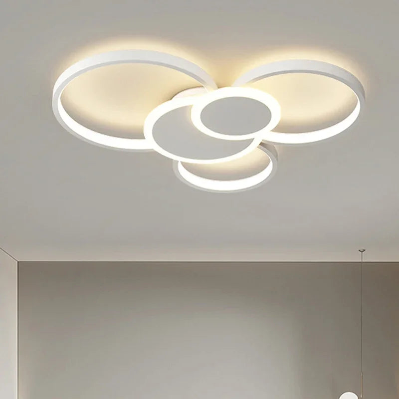Modern Circles LED Dimmable Chandelier: Minimalist Nordic Living Room & Bedroom Lighting