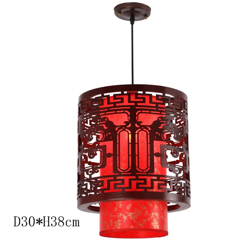 Antique Wood Pendant Lights for Dining Room, LED Living Room Decor Lighting Fixtures