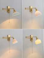 Brass Swing Arm Wall Sconce Creamic Wall Lights