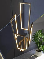 LED Stair Chandelier: Luxury Loft Geometry Pendant Lamps for Modern Living