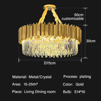 Crystal Oval Round Chandelier: Luxury Nordic Modern LED Lighting for Home and Bar