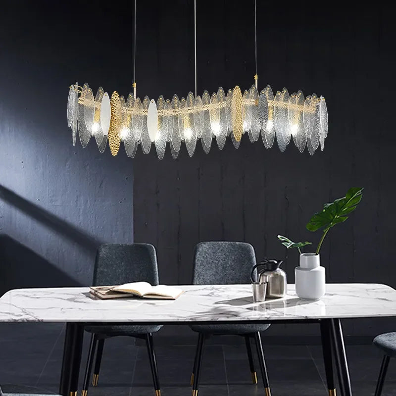 Gold Metal Chain LED Pendant Lights for Modern Luxury Living Room