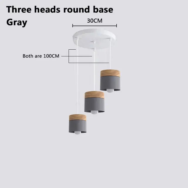 Wood Iron Pendant Lights: Modern Nordic Colorful Minimalist LED Hanging Lamps