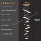 Gold Acrylic Chandeliers LED Pendant Lamp Modern Staircase Living Room Lighting