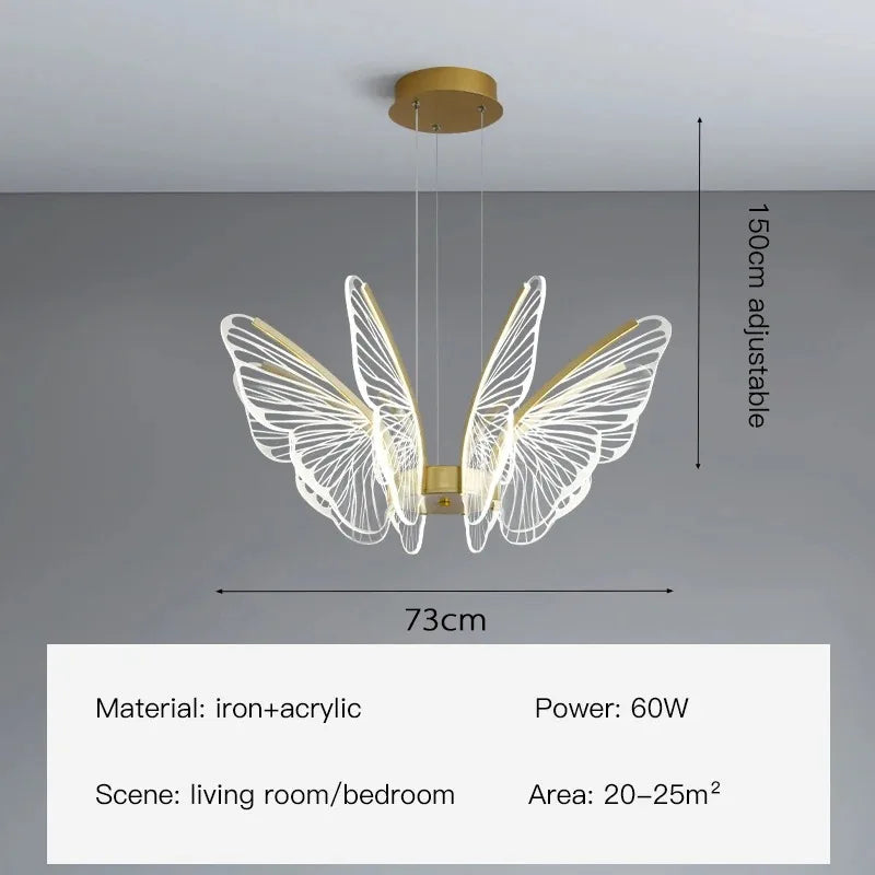 Modern LED Butterfly Chandelier: Elegant Lighting Fixture for Home Decor and Ambiance