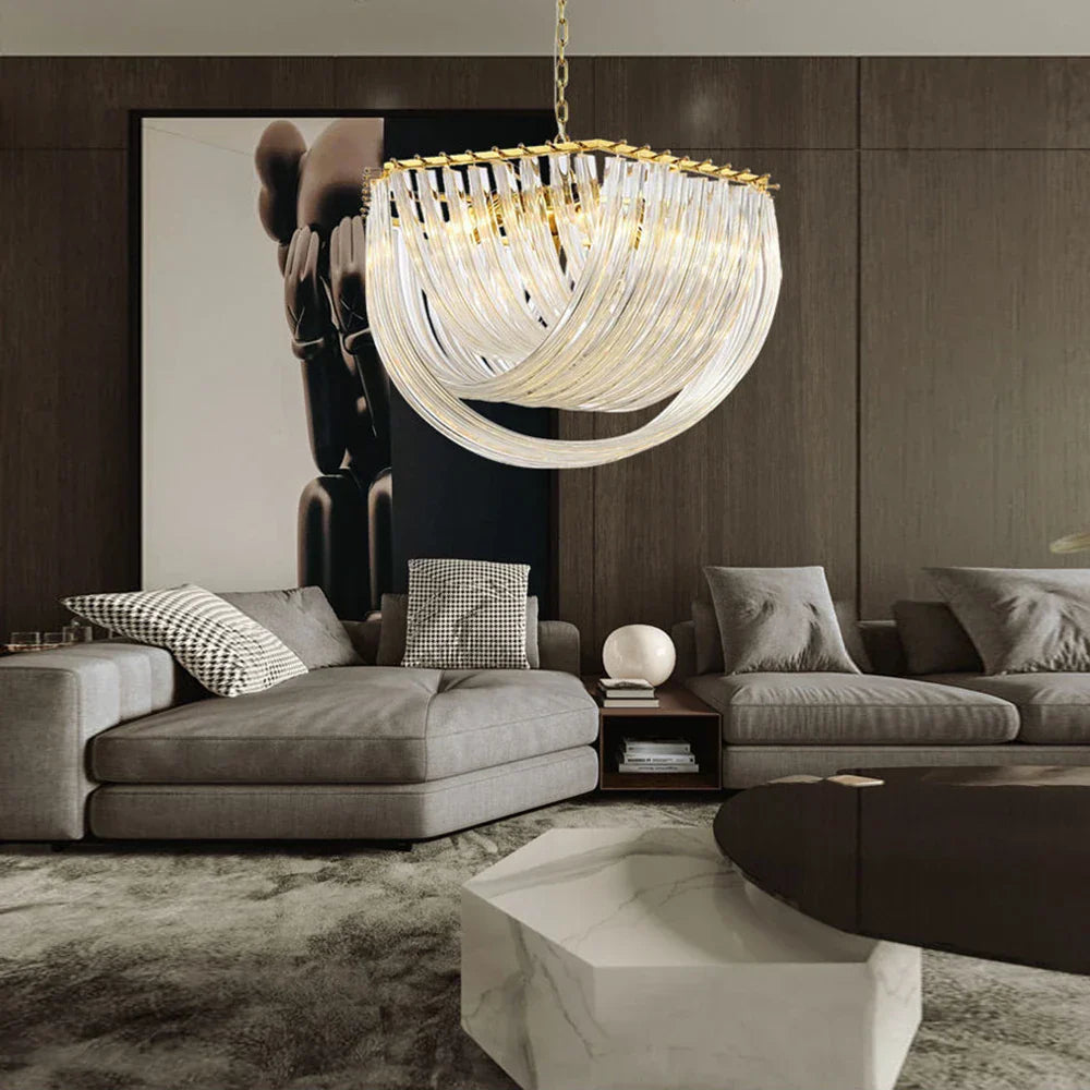Modern Nordic Glass Tube Chandelier for Living Room Bedroom Restaurant Lighting