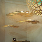 Fish Bone Wood Chandelier: Nordic Wabi Sabi Pendant for Dining Room & Restaurant