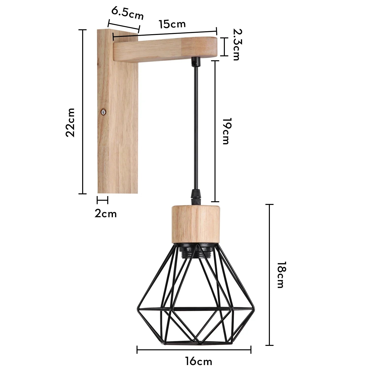 Loft American Iron Wood Wall Sconce Vintage Cage Guard Lampshade Fixture