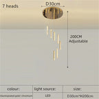 Luxury Crystal LED Chandelier for Modern Living Room and Spiral Staircase